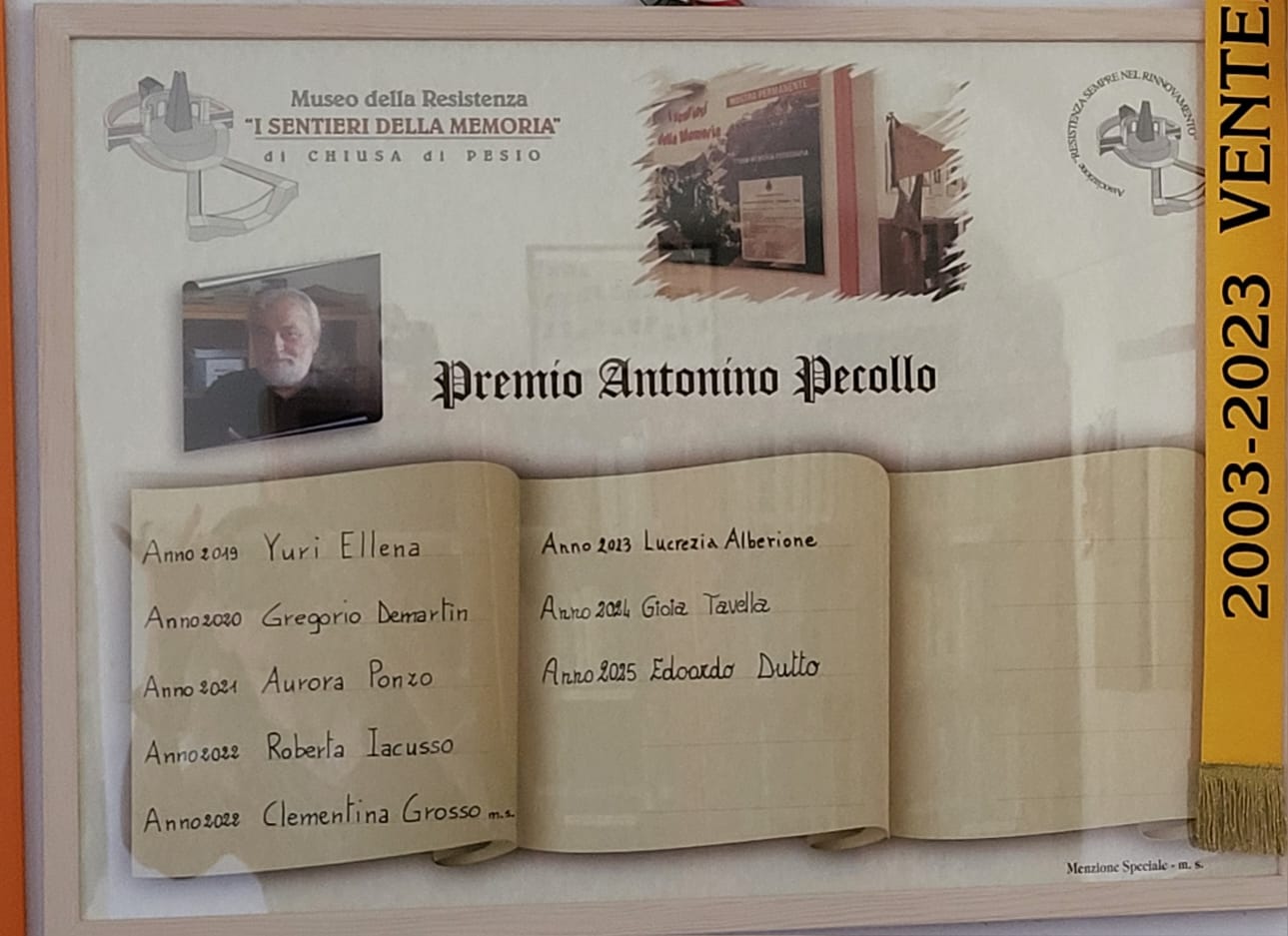 Albo d’oro - premio "Antonino Pecollo".
Elenco degli alunni premiati dal 2019